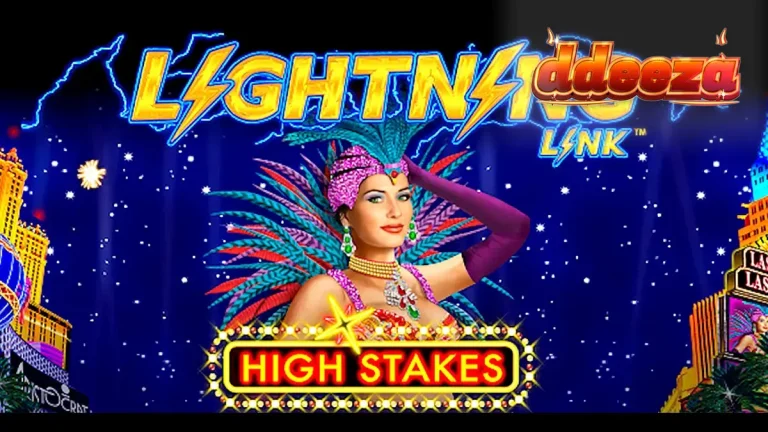 Tampilan antarmuka permainan slot Lightning Link High Stakes dengan tema kasino mewah